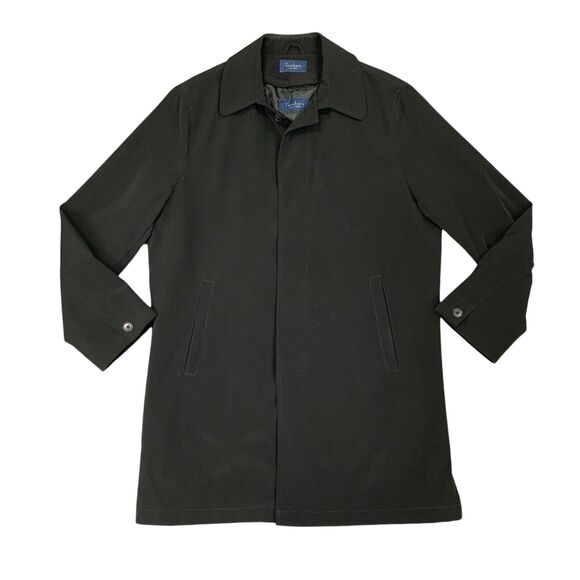Turnbury Trench Coat Mens 46 Black Button Up Collar Removable Wool Blend Liner - Picture 1 of 16